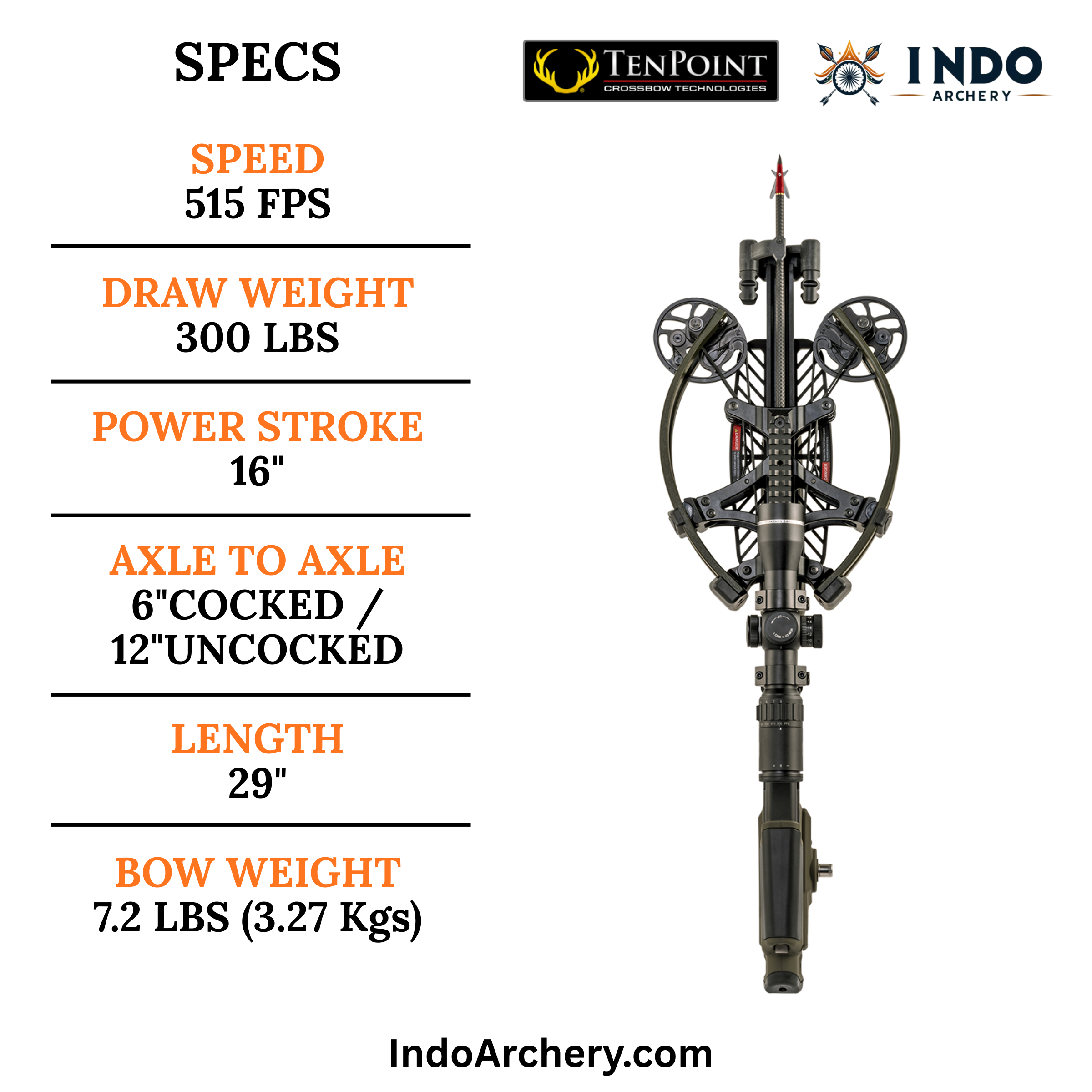 TenPoint TRX 515 | 515 FPS Reverse-Draw Crossbow with Marksman Elite Scope