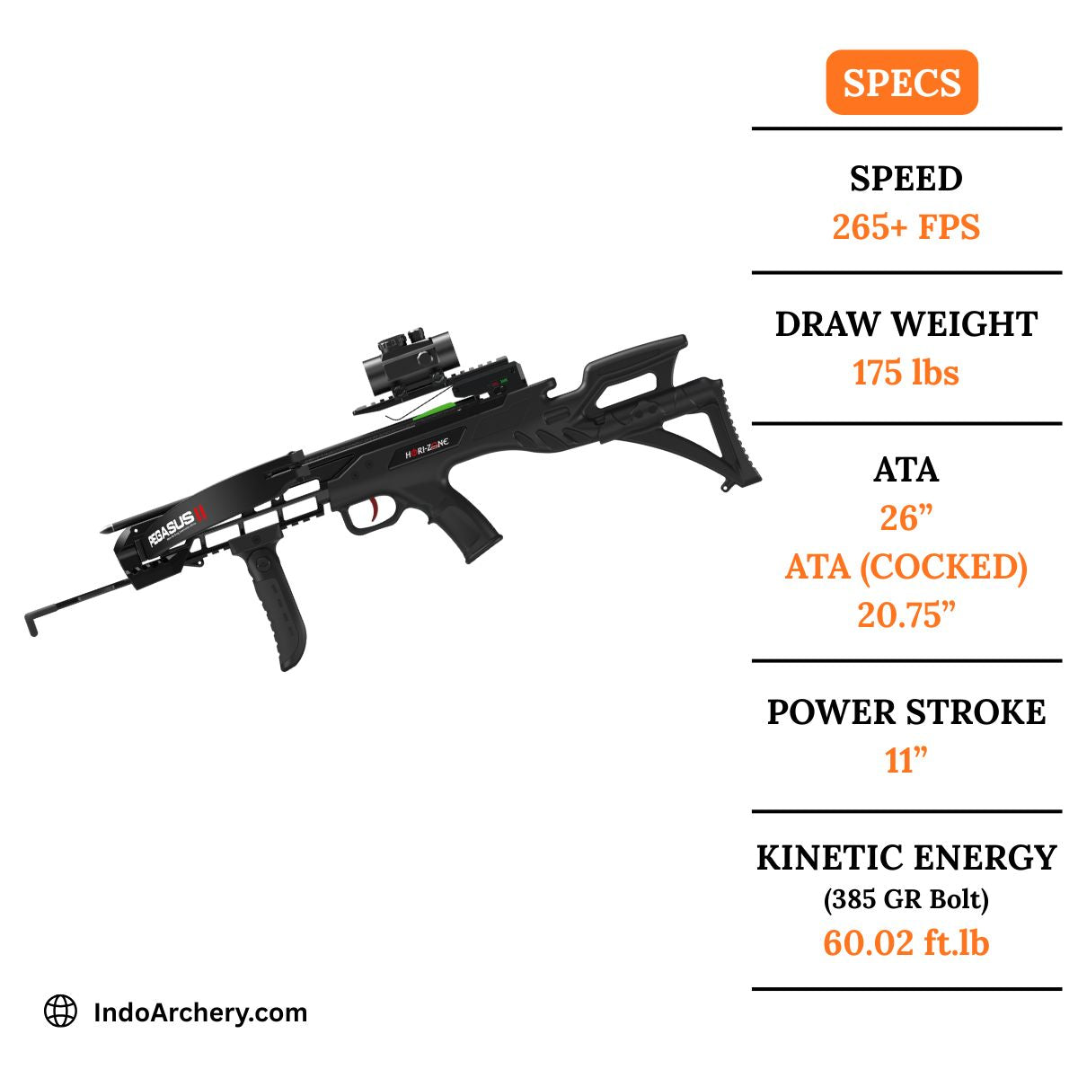White Smoke Hori-Zone Pegasus II Recurve Crossbow | 265 FPS Compact Hori-Zone
