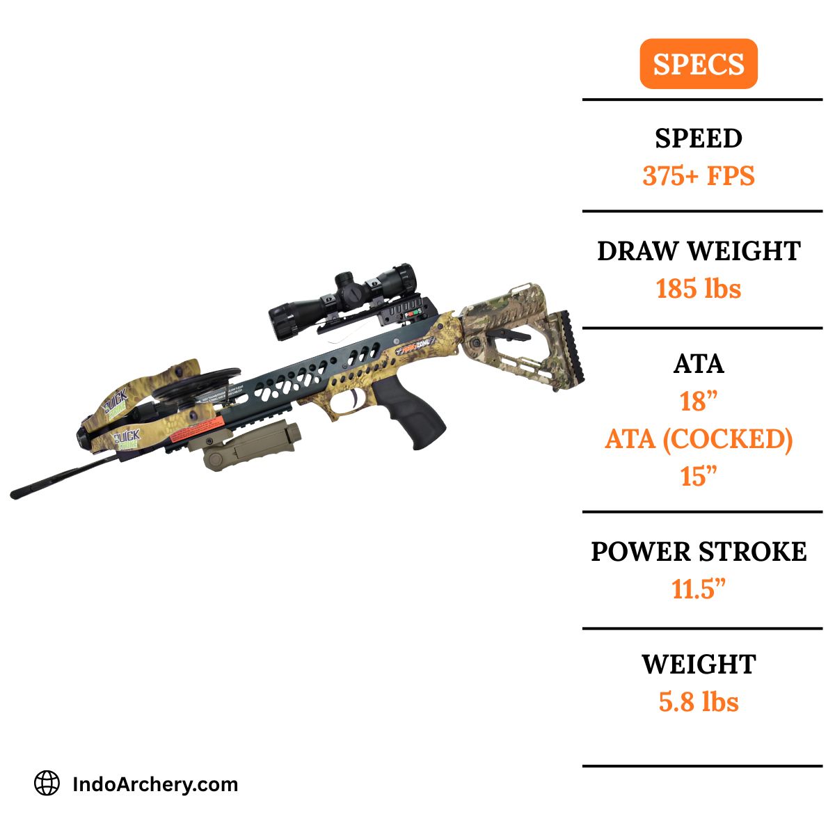White Smoke Hori-Zone Quick Strike Crossbow | 375 FPS Lightweight Design Hori-Zone