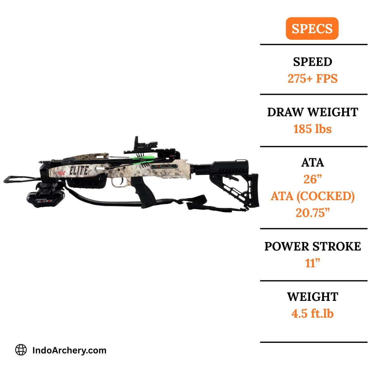 White Smoke Hori-Zone Rage Elite Recurve Crossbow | 275+ FPS Power Hori-Zone
