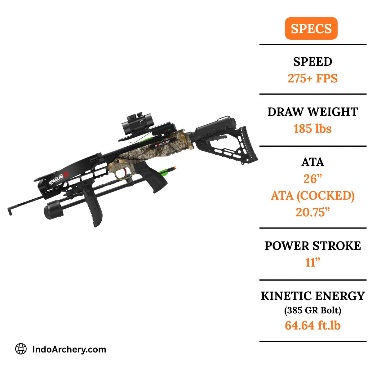 White Smoke Hori-Zone Pegasus III Recurve Crossbow | 275+ FPS Lightweight Design Hori-Zone